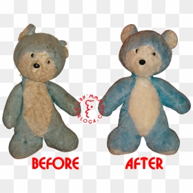 Restoration Blue Teddy Bear For Girl - Teddy Bear Restoration Before And After, HD Png Download - blue teddy bear png