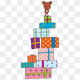 Christmas Presents And Teddy Bear Clipart - Cartoon, HD Png Download - blue teddy bear png