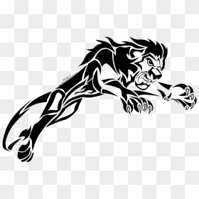 Drawing Panther Attack - Drawing Of Lion Attaking, HD Png Download - attack png