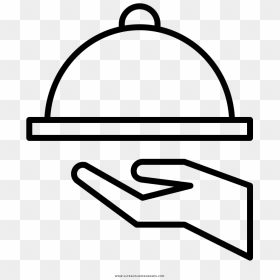 Waiter Coloring Page - Waiter Outline Icon, HD Png Download - black and white food icon png