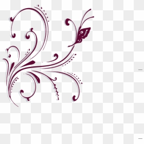 Purple Scroll Clipart - Vector Pink Butterfly Png, Transparent Png - blue flower vector png