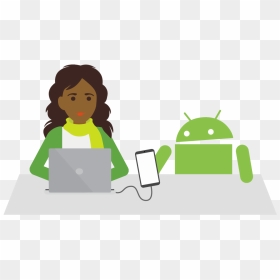 Student Coding An Android Phone, Sitting With An Android - Learn Computer Science Logo, HD Png Download - education girl png