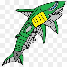 Green Shark Zord - Cartoon, HD Png Download - left shark png