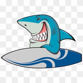 Smiling Shark Sea Sports Surfer Left - Animado Tiburon Dibujo, HD Png ...