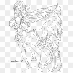 Sword Art Online Family Coloring Pages - Sword Art Online Lineart, HD Png Download - sword art online kirito png