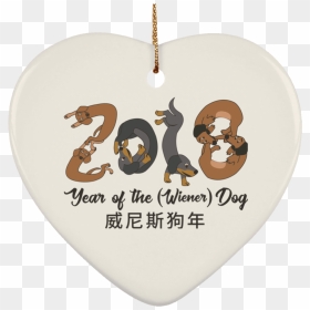 2018 Year Of The Wiener Dog Ceramic Heart Ornament - Jo Hyun Jae 2011, HD Png Download - weiner dog png