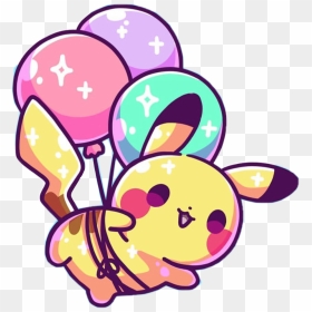 Pikachu Pokemon Cute Kawaii Pastel Balloons Sparkle - Cute Chibi Kawaii Pokemon, HD Png Download - kawaii gif png