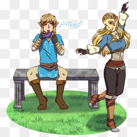 Botw Link And Zelda [speedpaint] - Cartoon, HD Png Download - link botw png