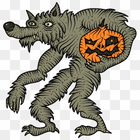 Werewolf With Pumpkin Clipart - Illustration, HD Png Download - evil pumpkin png