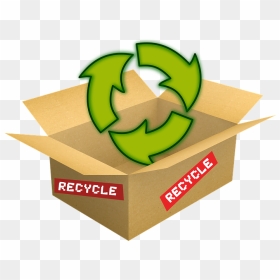 Recycling Logo Outside Of A Box - Cartoon Of Cardboard Box Png, Transparent Png - reciclaje png