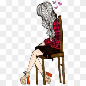 Sketches Of Girl Sitting Alone, HD Png Download - cara triste png