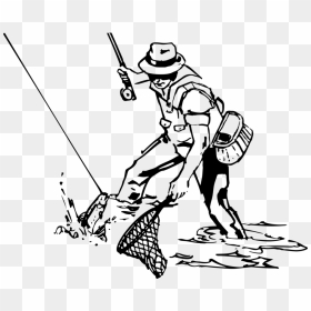 Line Art,recreation,art - Fly Fishing Line Drawing, HD Png Download - fly fishing png
