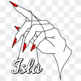 Isla Berlin - Hand With Acrylic Nails Drawing, HD Png Download - isla png