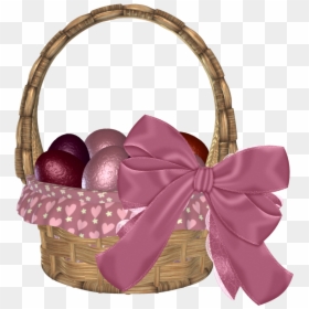Easter Baskets Pink, HD Png Download - easter egg basket png
