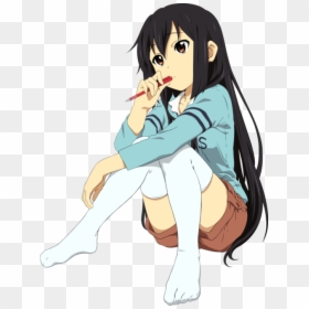 中野 梓 壁紙, HD Png Download - anime girl sitting png