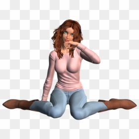 Girl Sitting Png Transparent, Png Download - anime girl sitting png