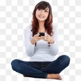Girl Using Mobile Png, Transparent Png - anime girl sitting png