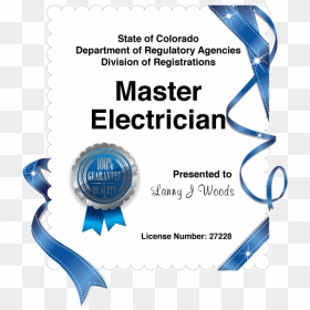 Master Electrician Certificate - Electrician Certification, HD Png Download - electrician png