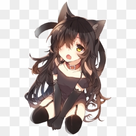 Anime Cat Girl Black Hair, HD Png Download - lord gaben png