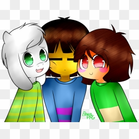 Frisk And Chara And Asriel , Png Download - Cute Frisk And Asriel, Transparent Png - chara png