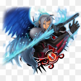 Sephiroth [ex] - Kingdom Hearts Sephiroth One Winged Angel, HD Png Download - aerith png