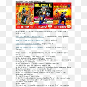 Ninja Gaiden 1 3 Nes Tecmo, HD Png Download - avgn png