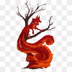 The Red Kitsune By Eliaowl-d5v9grd - Red Fox Kitsune Art, HD Png Download - kitsune png