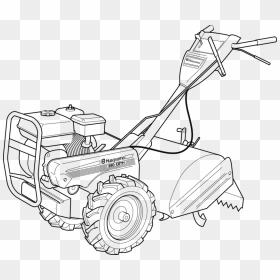 Simple Hand Tractor Drawing, HD Png Download - mower png