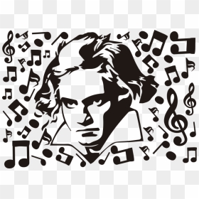 Beethoven Portrait With 5th Symphony Classical Music - Beethoven Clipart, HD Png Download - beethoven png