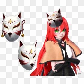 Kitsune Mask Png - Mmd Fox Mask, Transparent Png - kitsune png
