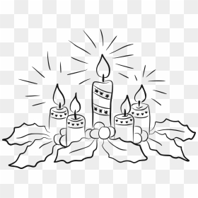 Christmas Candles Clipart Black And White, HD Png Download - christmas candles png