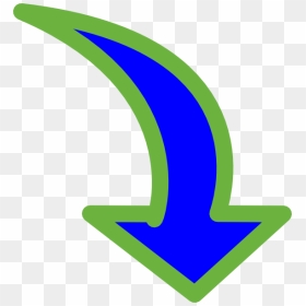 Curved Arrow Bright Blue Small - Curved Arrow Pointing Down, HD Png Download - curving arrow png