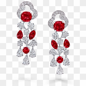 A Pair Of Graff Rubies And Diamonds Nuage Earrings - Graff Red Diamond Earings, HD Png Download - rubies png