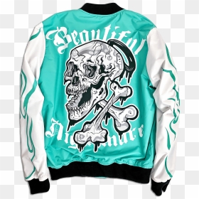 Long-sleeved T-shirt, HD Png Download - evil skull and crossbones png