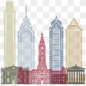 Philadelphia Landmarks Watercolor Poster, HD Png Download - philadelphia skyline png