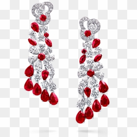 A Pair Of Graff Rubies And Diamonds Nuage Cascade Earrings - Earrings, HD Png Download - rubies png