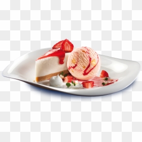 Strawberry Cheesecake On A Plate, HD Png Download - ice cream bowl png