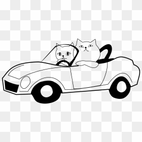 Cat Driving Car Drawing, HD Png Download - convertible png