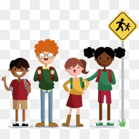 Waiting For A Bus Clipart, HD Png Download - school kids png