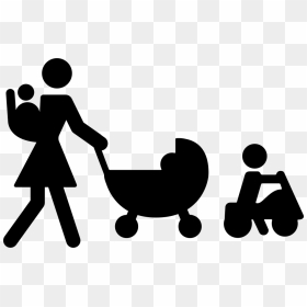 Mother Walking With Three Babies Comments - Mother With Babies Icon, HD Png Download - walking icon png
