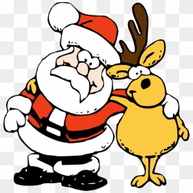 Reindeer Clipart Free Christmas Graphics - Santa And Reindeer Drawing, HD Png Download - christmas graphics png