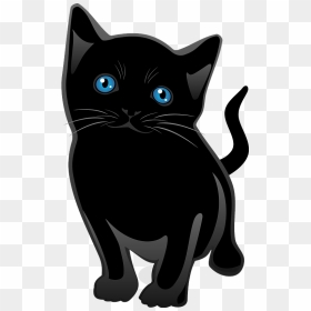 Black Kitten Clipart - Cute Black Cat Vector, HD Png Download - kitten clipart png