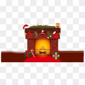 Christmas Chimney Transparent Background - Christmas Fireplace Clipart, HD Png Download - christmas fireplace png