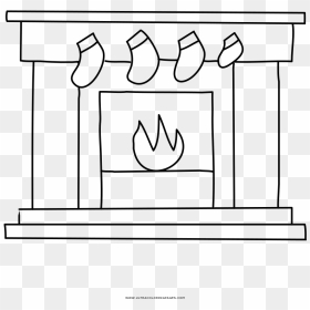 Christmas Fireplace Coloring Page - Line Art, HD Png Download - christmas fireplace png
