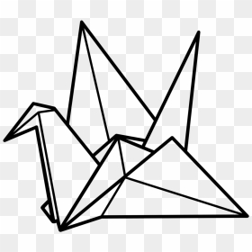 Drawn Bird Origami - Origami Paper Crane Outline, HD Png Download - origami crane png