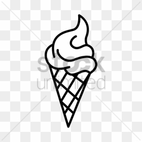 Heart, Line, Font, Transparent Png Image Clipart Free - Black And White Ice Cream Vector, Png Download - ice cream cone clipart png