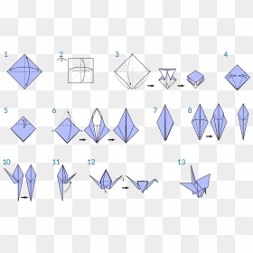 Step By Step Origami Crane Instructions, HD Png Download - origami crane png