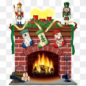 Fireplace Clipart Holiday - Christmas Fireplace Png, Transparent Png - christmas fireplace png