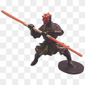 Star Wars Darth Maul With Red Light Saber Figure - Figurine, HD Png Download - red light saber png