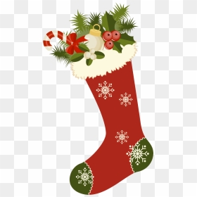 Red Retro Christmas Stocking Png Picture Clipart - Vintage Christmas Stocking Clipart, Transparent Png - christmas fireplace png